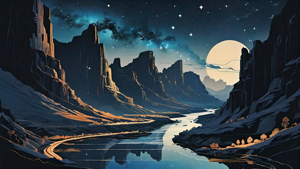 Moonlit Canyon Serenity wallpaper