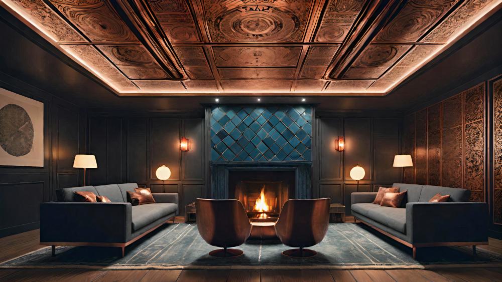 Cozy Sophistication Fireside Retreat wallpaper