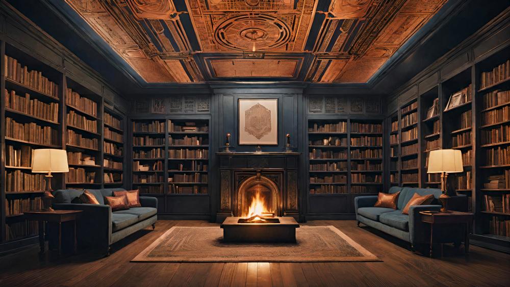Classic Library Hearth in High Resolution wallpaper