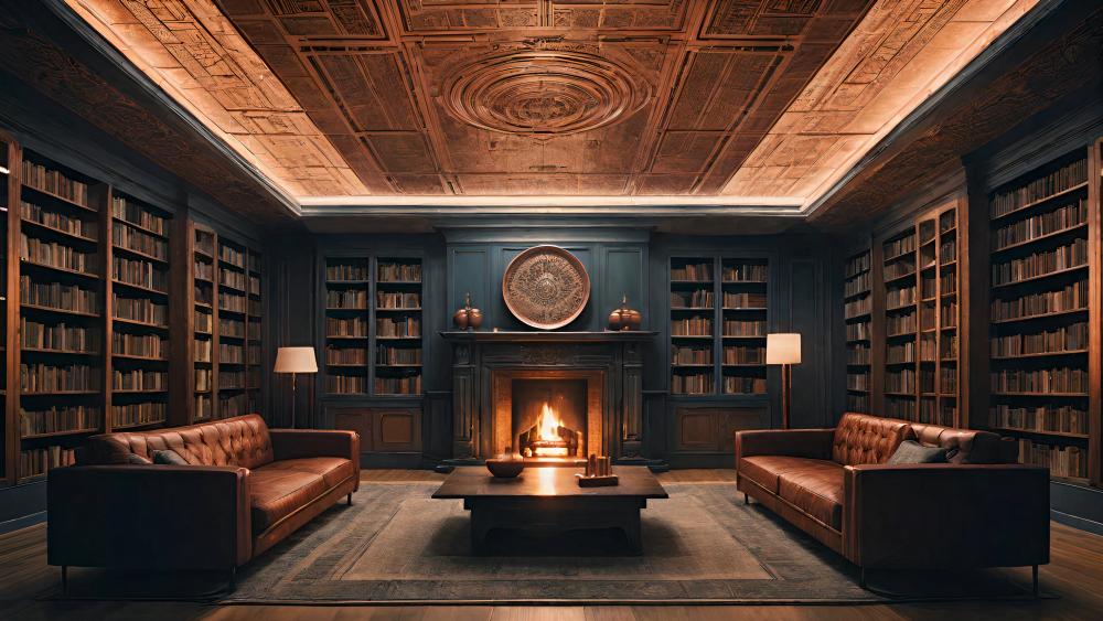Elegant Library Retreat wallpaper