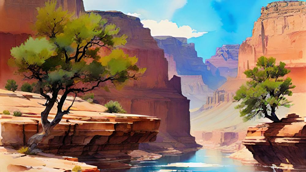 Serenity Amidst Desert Canyons wallpaper