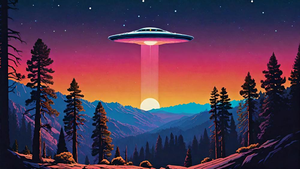 Alien Encounter in Twilight Wilderness wallpaper
