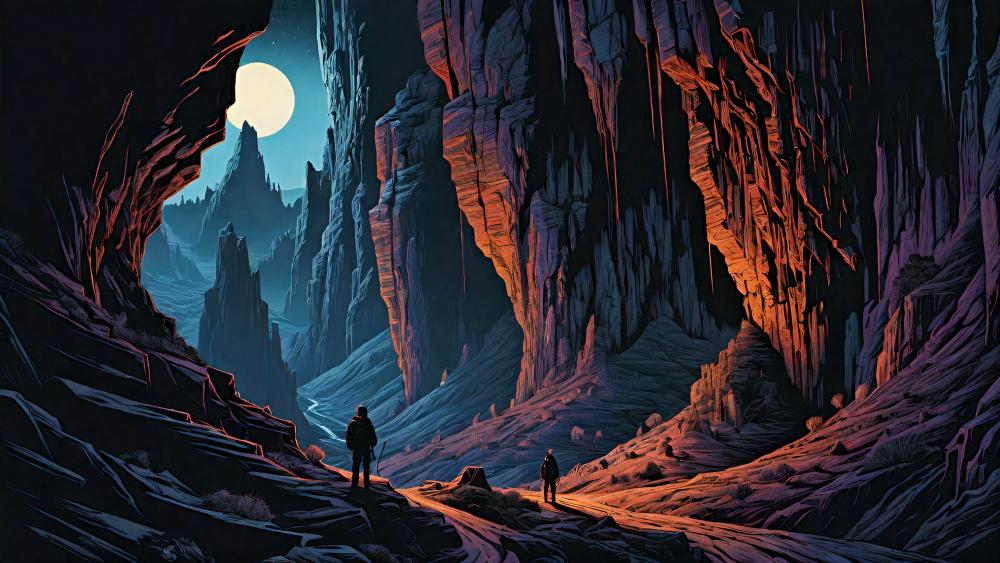 Mystical Canyon Moonlight Quest wallpaper