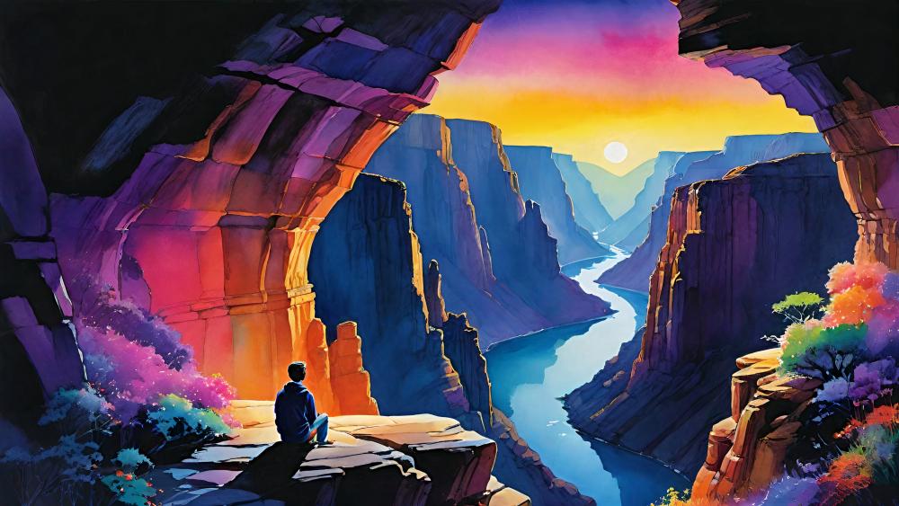 Majestic Canyon Sunset Vista wallpaper