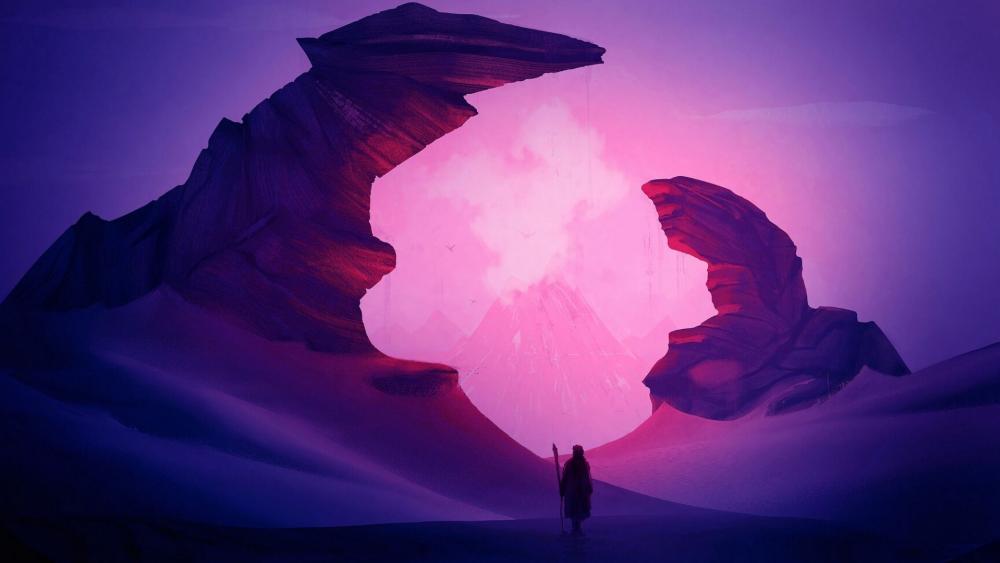 Mystical Portal in a Crimson Desert wallpaper