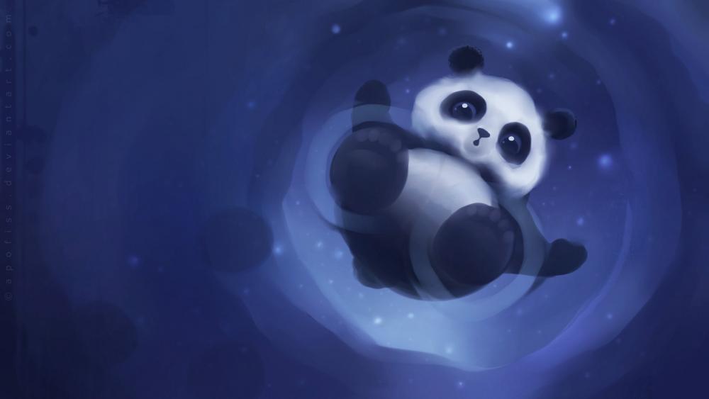 Dreamy Panda in Cosmic Embrace wallpaper
