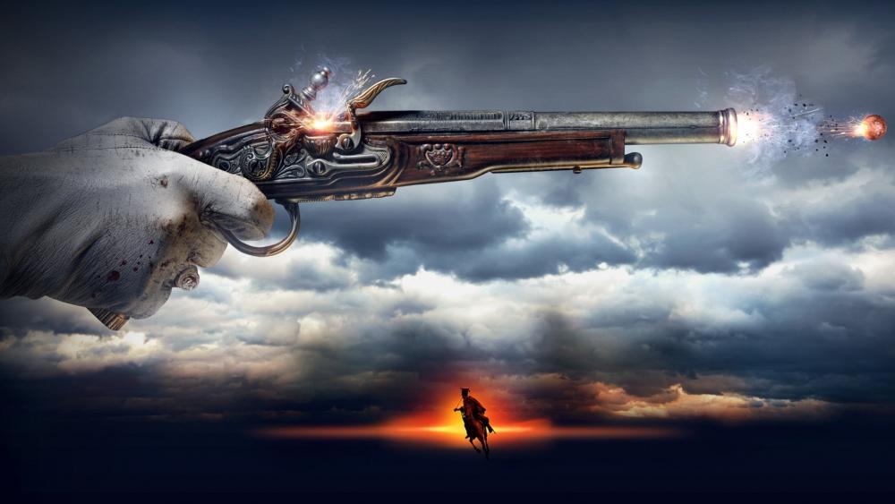Mystical Firearm Confronting the Storm wallpaper