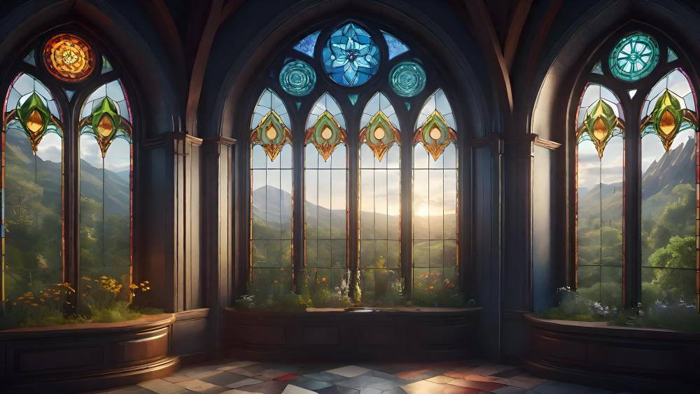 Sunrise Through Stained Glass Windows wallpaper