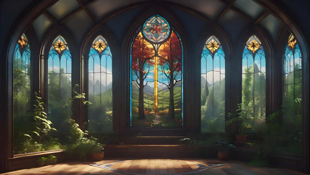Enchanted Forest Chapel View wallpaper