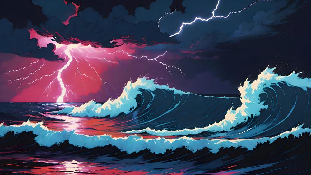 Tempest Fury at Sea wallpaper