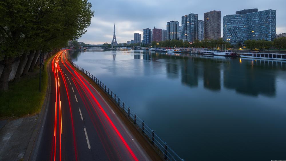Parisian River Glow wallpaper