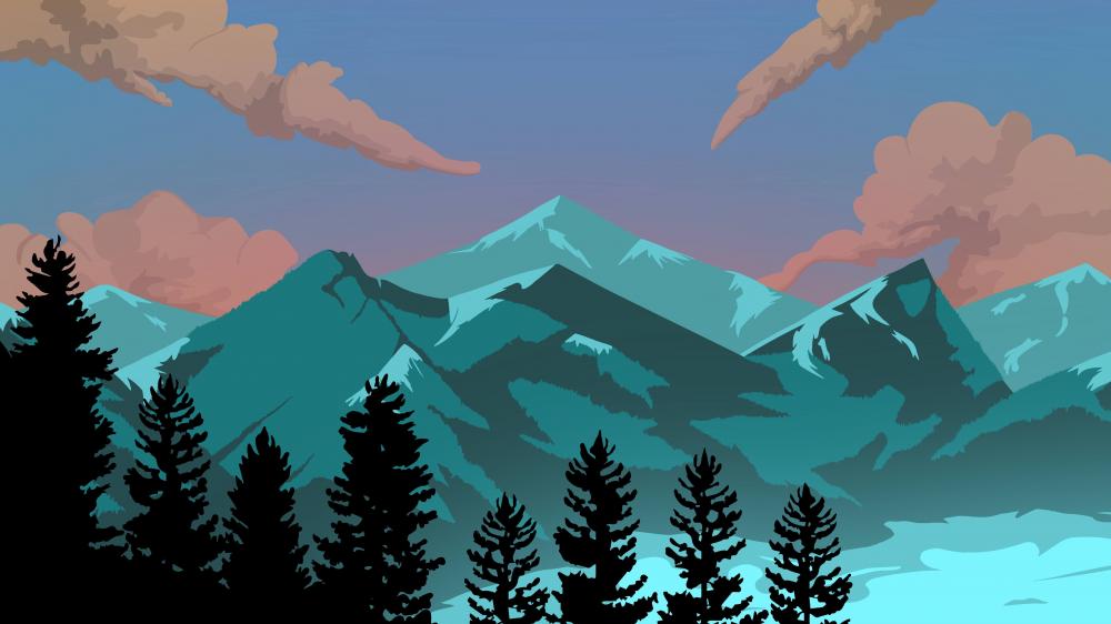 Mystic Mountain Peaks at Dusk wallpaper