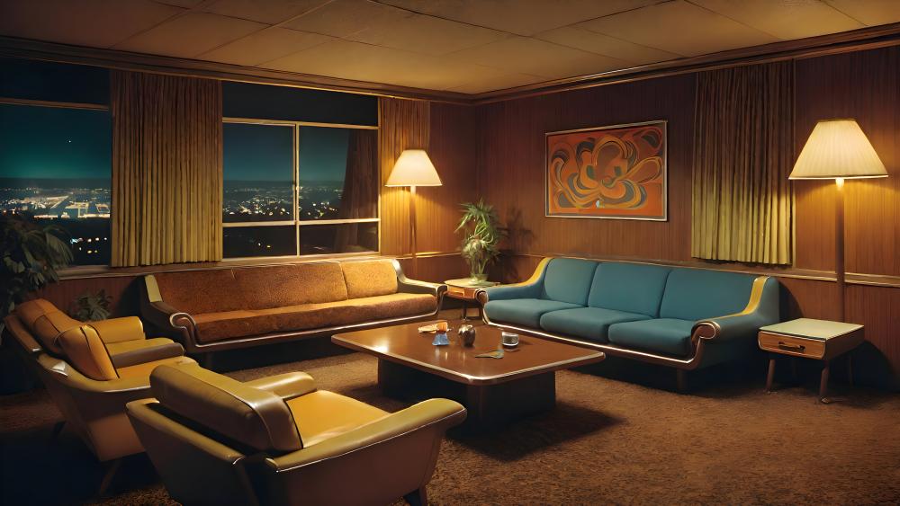 Retro Lounge Room Glow wallpaper