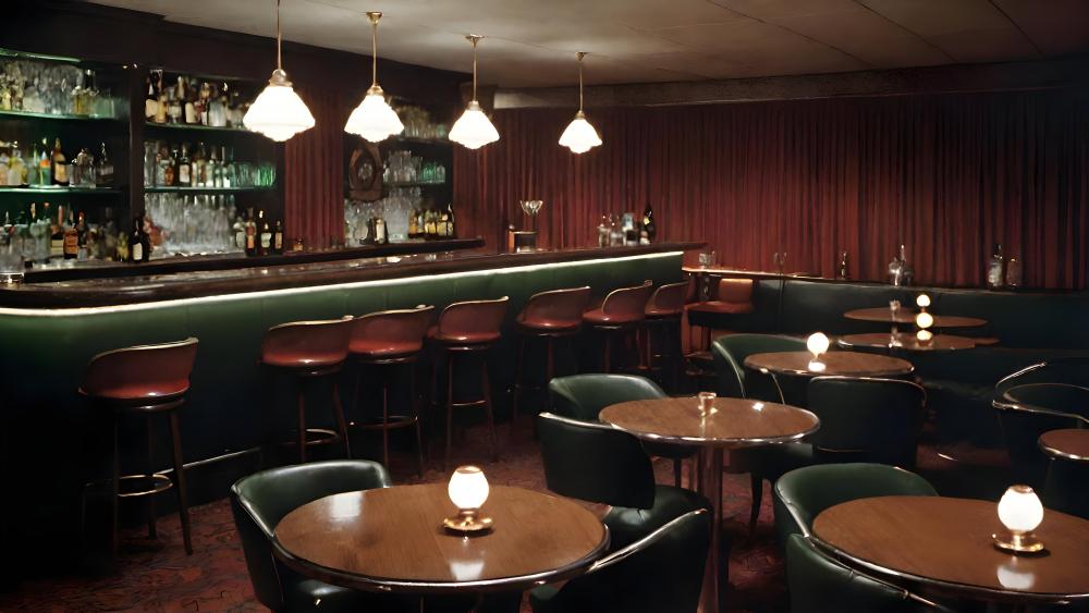 Vintage Lounge Elegance in Evening Light wallpaper