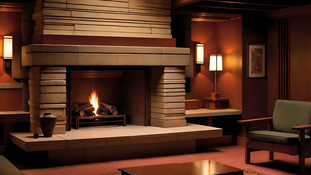 Cozy Fireplace Retreat wallpaper