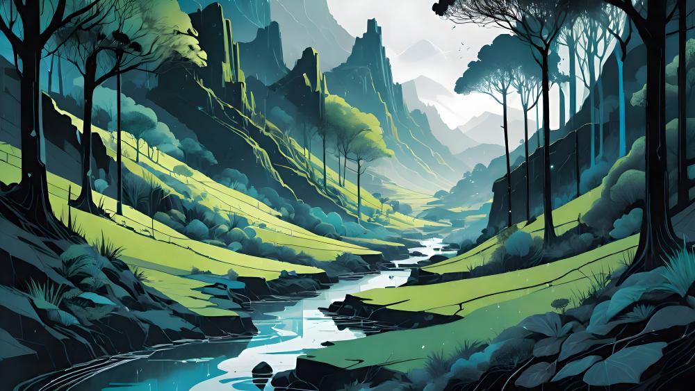 Mystical River Valley Journey wallpaper