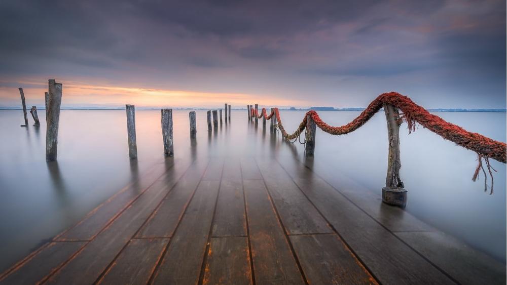 Serenity at the Old Pier wallpaper