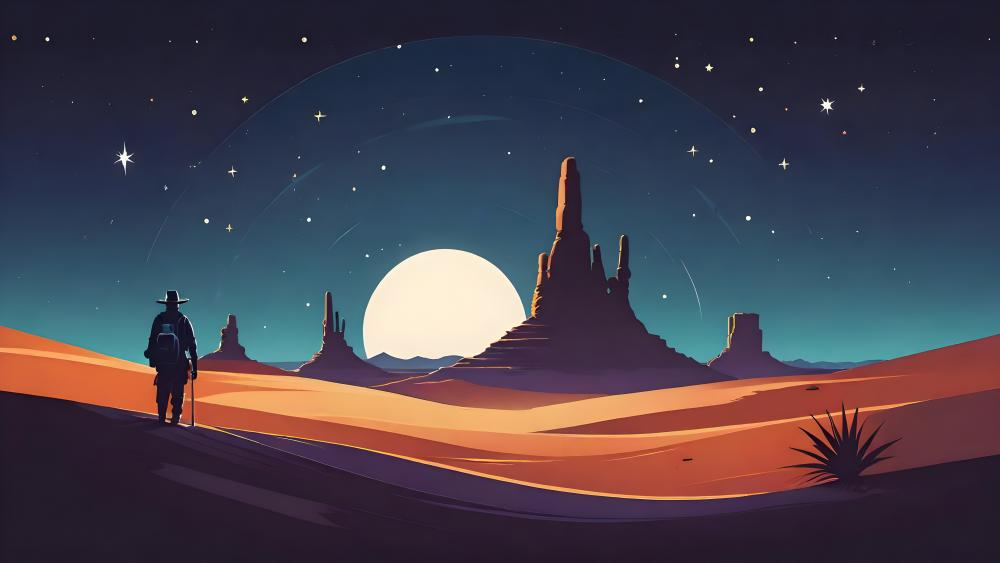 Desert Dreamer's Nocturnal Journey wallpaper