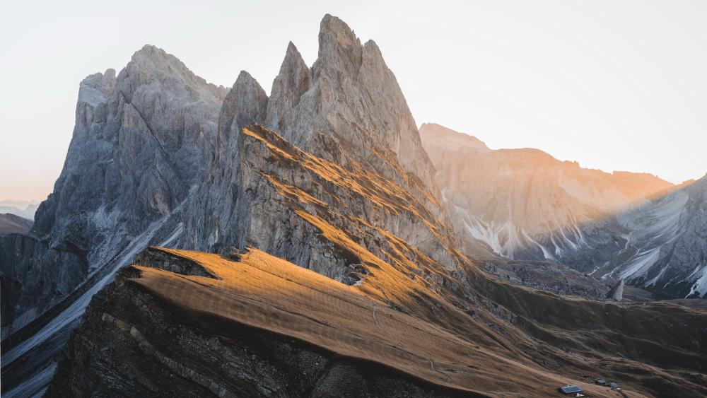 Dawn's Embrace on Dolomite Peaks wallpaper