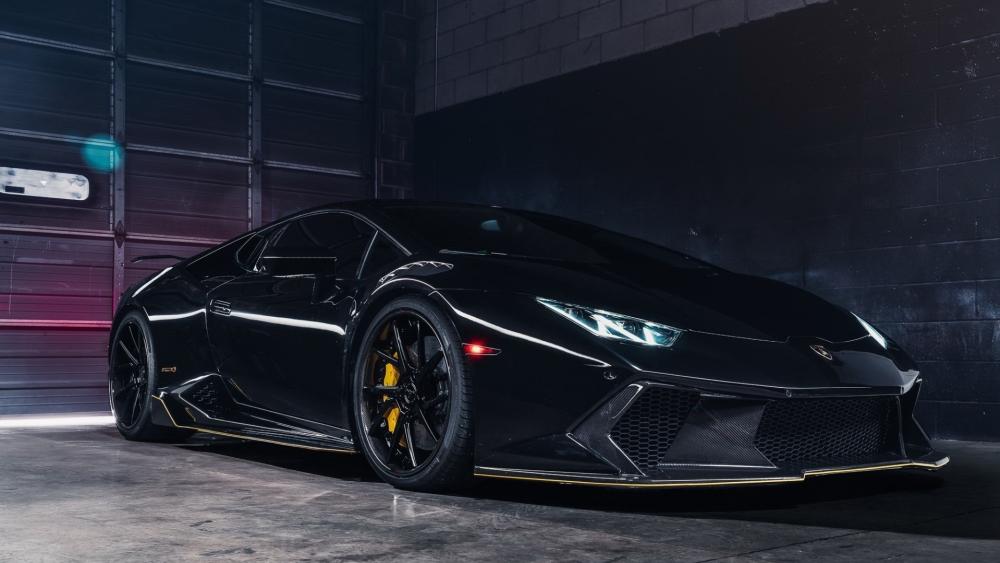 Sleek Black Lamborghini Power Elegance wallpaper