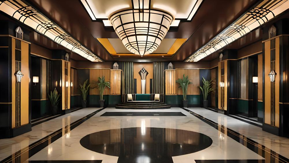 Art Deco Elegance in Modern Lobby wallpaper