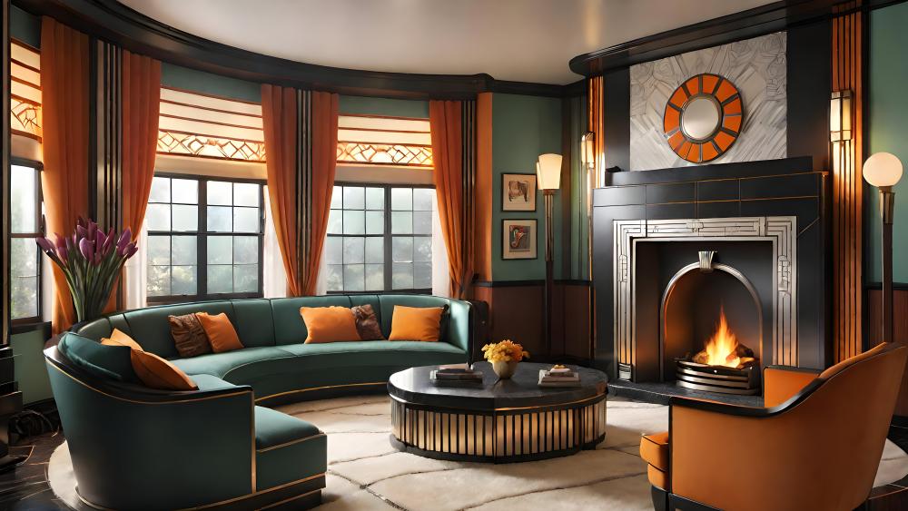 Elegant Art Deco Living Space wallpaper