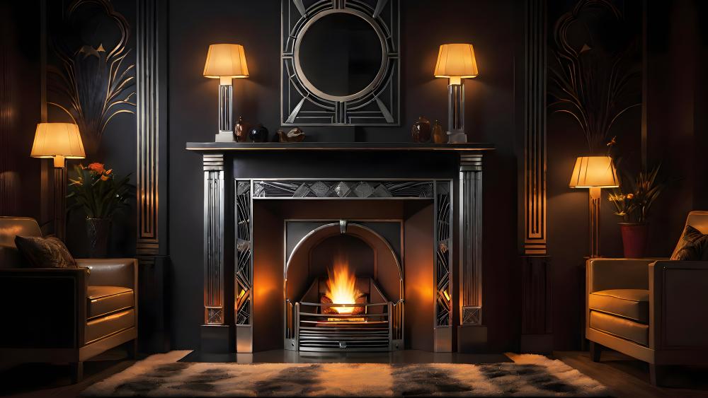 Elegant Evening by the Fireplace wallpaper