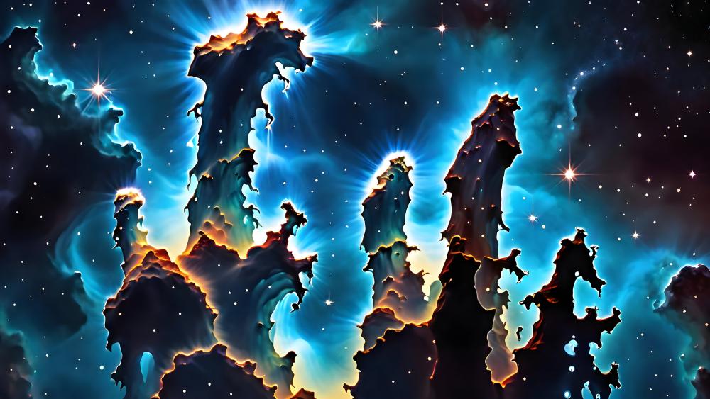 Mystical Stellar Peaks wallpaper