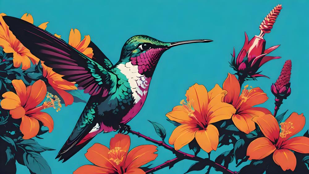 Hummingbird Haven in a Tropical Paradise wallpaper