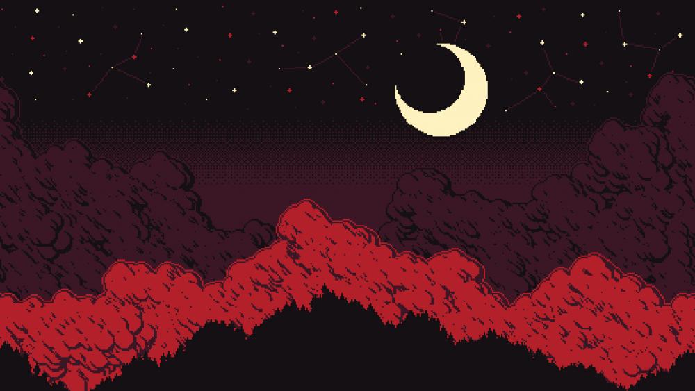 Retro Pixel Art Moonlit Dreamscape wallpaper
