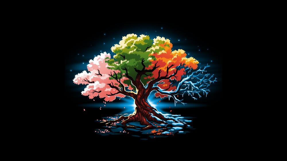 Seasonal Symphony of the Tree of Life wallpaper