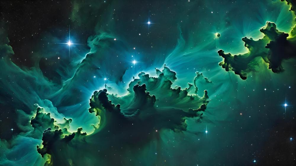 Emerald Nebula Dreamscape wallpaper