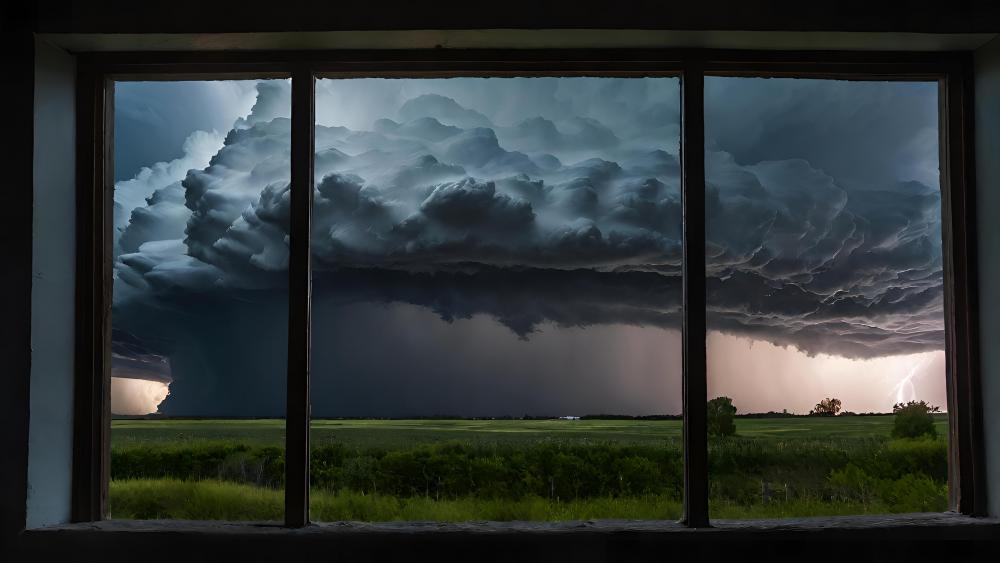 Storm's Majesty Through the Window wallpaper