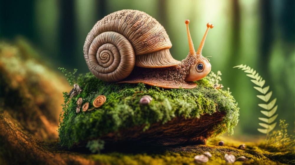 Mystical Snail Journey Through Enchanted Forest wallpaper