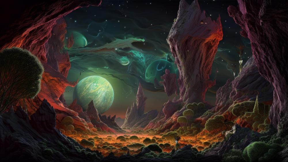 Alien World's Enchanted Night wallpaper