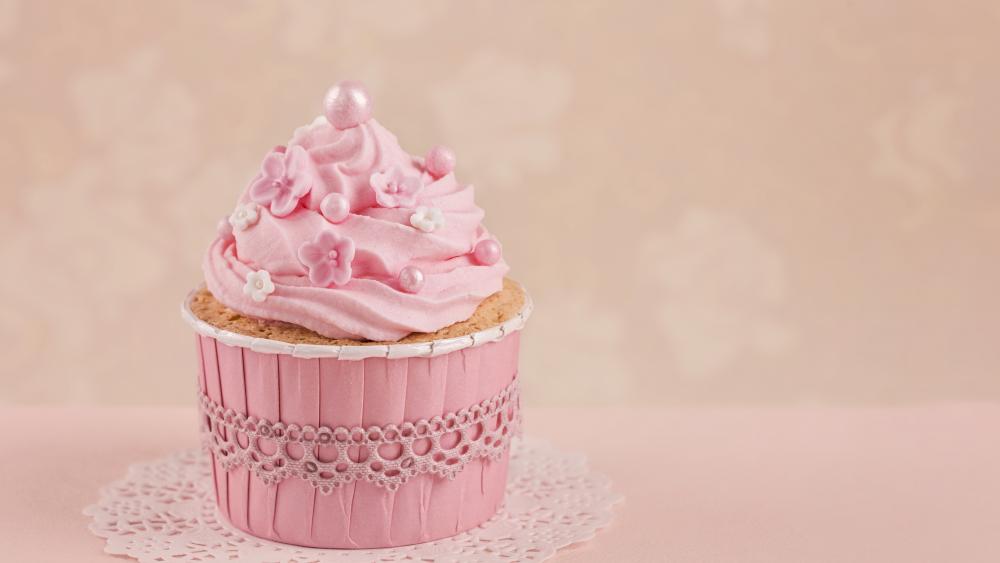 Pink Delight Cupcake Wallpaper wallpaper