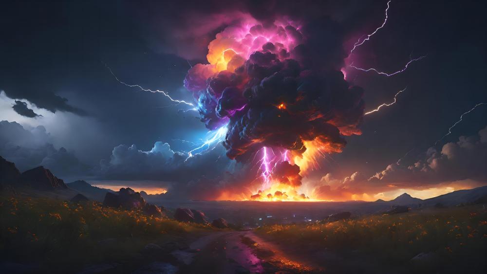 Storm Unleashed in Surreal Landscape wallpaper