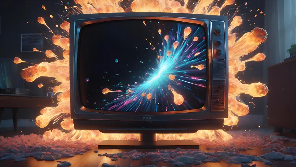 Retro TV Igniting Cosmic Wonder wallpaper