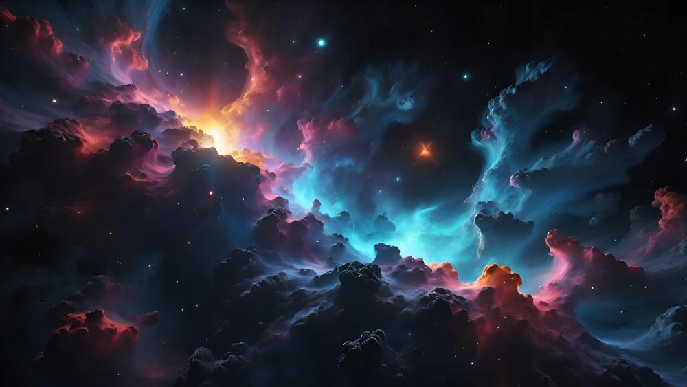 Cosmic Dreamscape in Vibrant Hues wallpaper