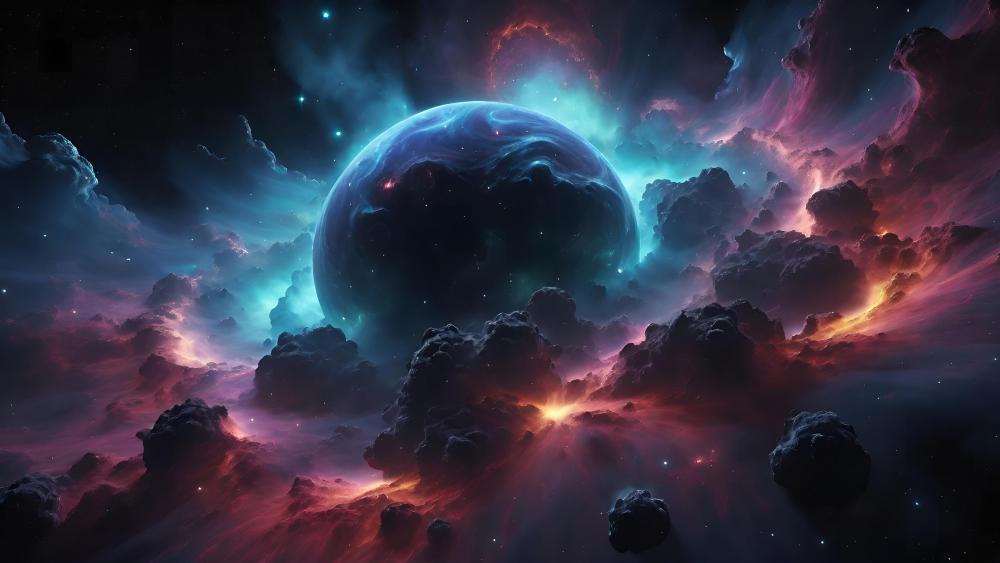 Cosmic Dreamscape Amidst Nebulous Wonders wallpaper
