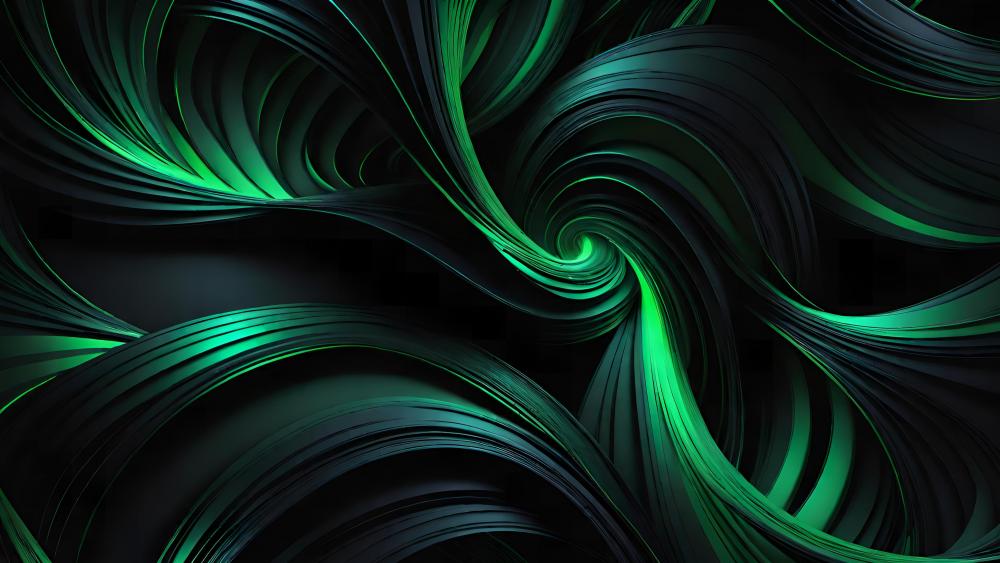 Emerald Waves in Digital Abyss wallpaper