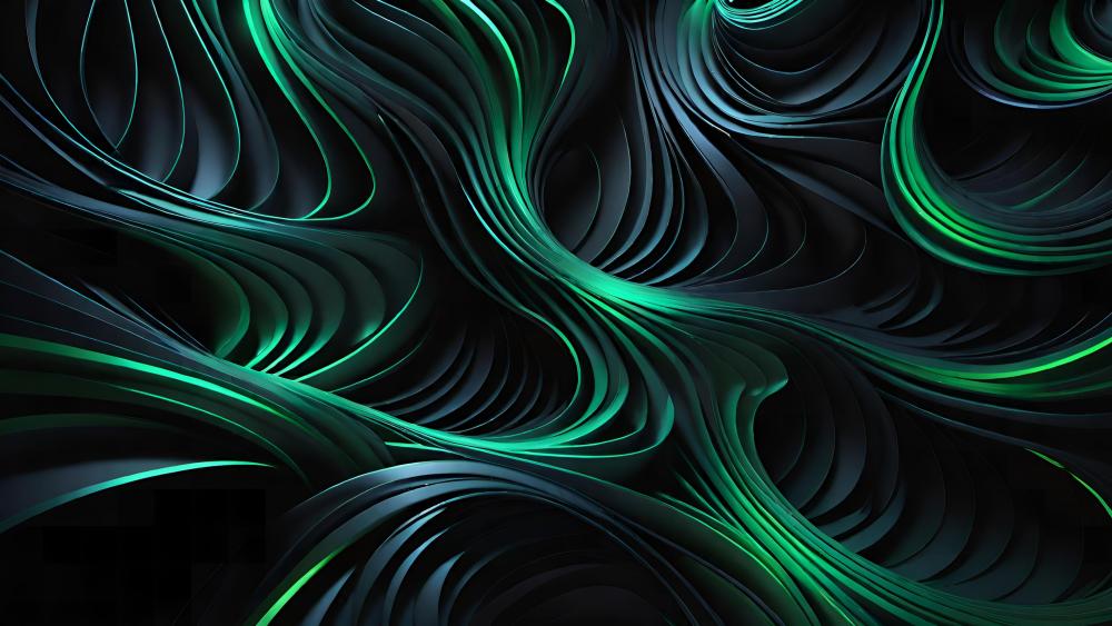 Emerald Waves in Digital Abyss wallpaper