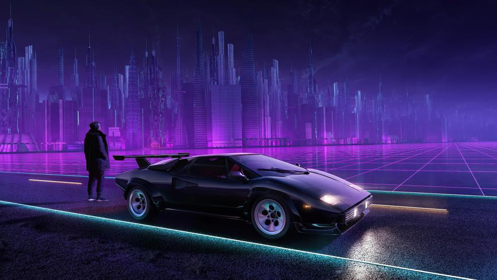 Retro Futuristic Lamborghini Dreams wallpaper