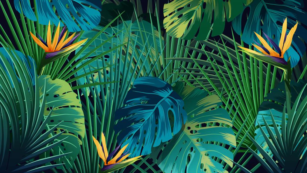 Lush Tropical Foliage Escape wallpaper