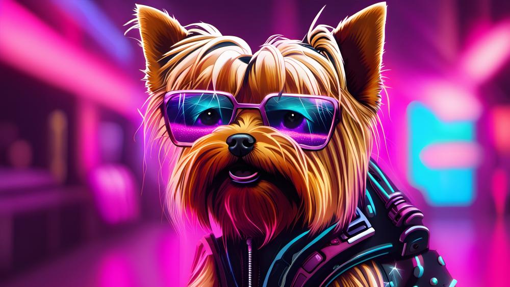 Neon Terrier in Cyberpunk Vision wallpaper