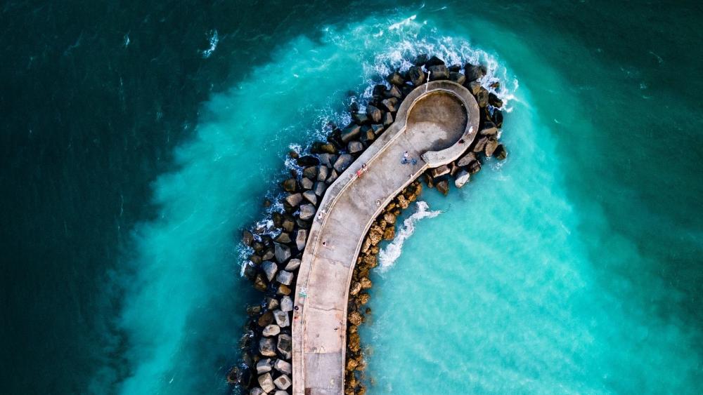 Serene Pier Embrace by Turquoise Waves wallpaper