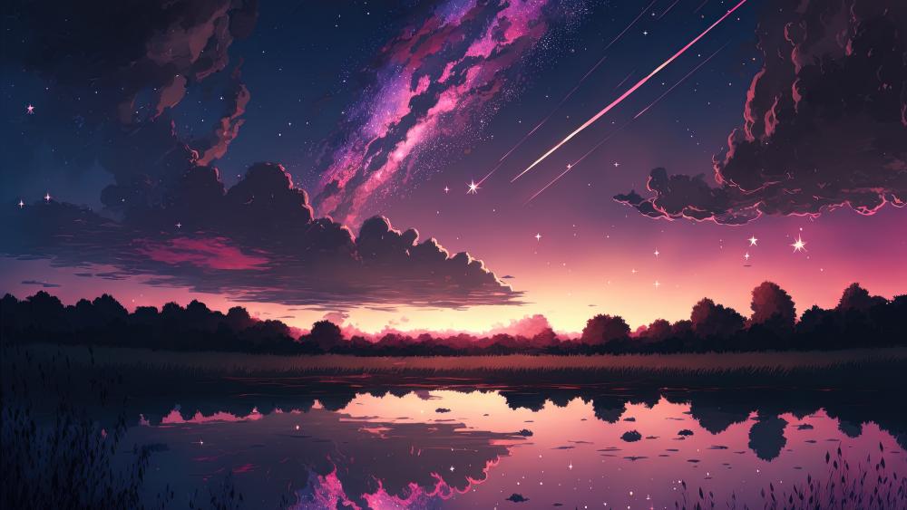 Starry Night and Blushing Sky wallpaper
