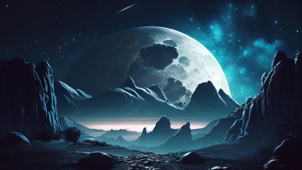 Alien World's Enigmatic Night Sky wallpaper