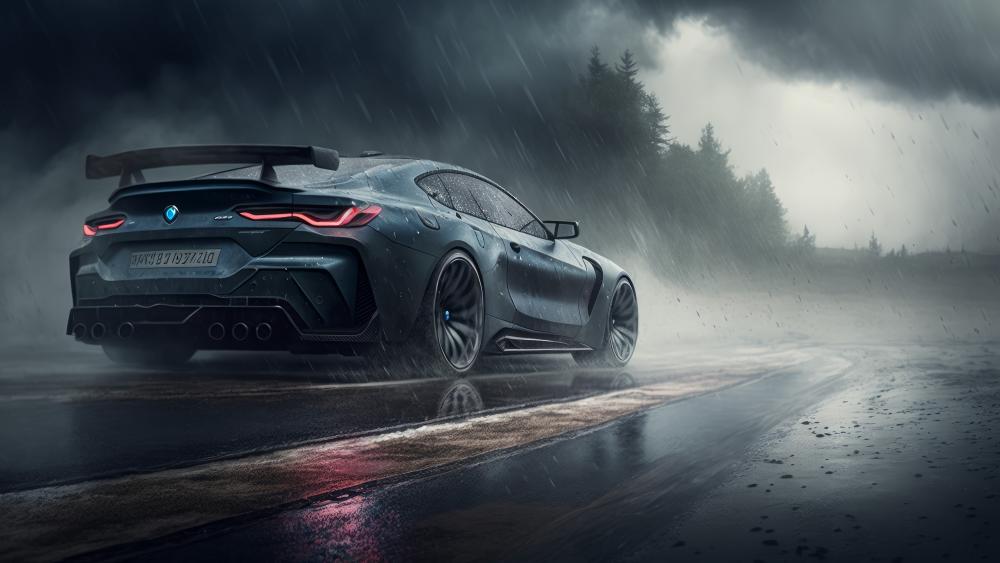Stormy Drive with Futuristic BMW wallpaper
