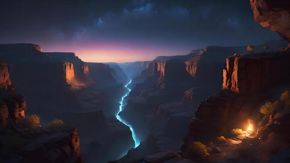 Twilight Serenity at the Canyon's Edge wallpaper